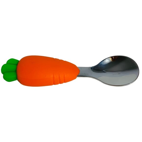 Healthy Eating Toddler Carrot Plate Shaped Silicone Feeding Set Utensils Straw - Picture 12 of 14